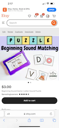 a screenshot of the puzzle beginning sound matching app