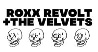 a black and white image of skulls with the words roxy revolution and the velvets