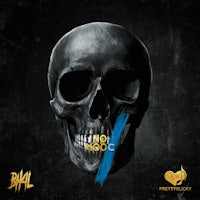 an image of a skull with blue paint on it