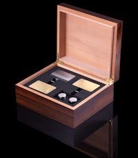 a wooden box with a cigar in it