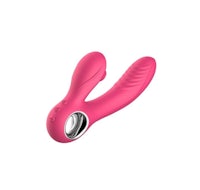 a pink vibrating toy on a white background