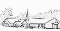 a black and white drawing of a church