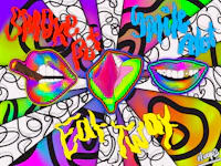 a colorful drawing of a mouth with different colors