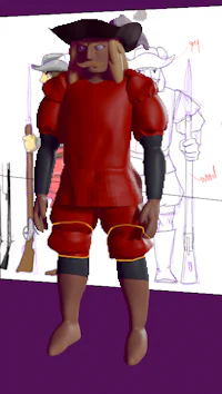 a 3d model of a man in a red outfit