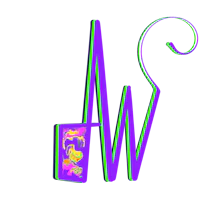 a purple and green logo with the letter w