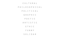 a black background with the words cultural, philosophical, political, graphic, artistic, funny, soldier