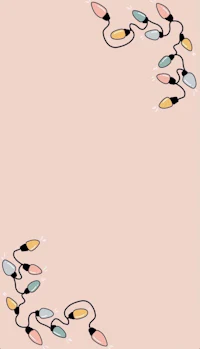 a christmas card with lights on a pink background