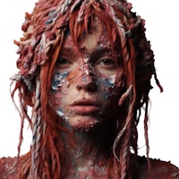 a woman with red paint on her face