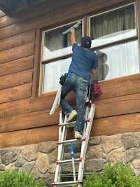 Second story window cleaning