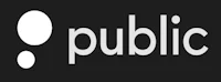 the public logo on a black background