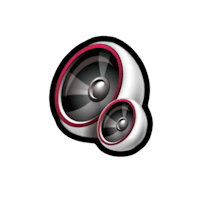 a speaker icon on a white background