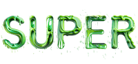 the word super in green letters on a black background