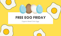 free egg friday with eggs and a yellow background
