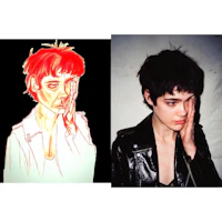 a drawing of a man with red hair and a drawing of a woman with red hair