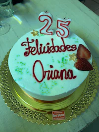 a cake with the word 25 on it