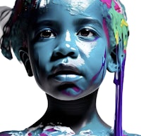 a young girl with colorful paint on her face