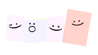 a group of colorful squares with smiley faces on them