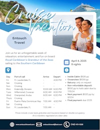 a flyer for a cruise vacation