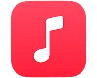 a music note icon on a red square