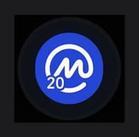 a blue button with the word 20 on it