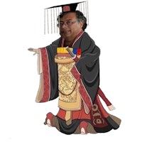 a cartoon of a man in a kimono