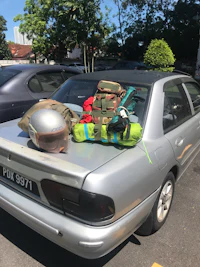 a silver car parked in a parking lot