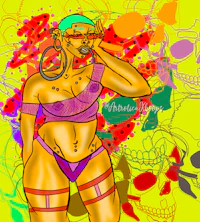 a drawing of a woman in a bikini