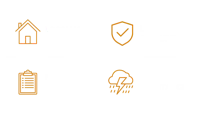 four icons with the words local, owned, free claims and estimates
