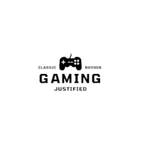 a black and white logo with the words gaming justified