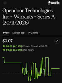 opendoor technologies inc warrants series a - screenshot