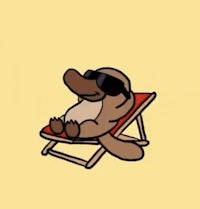 a cartoon otter sitting on a beach chair wearing sunglasses