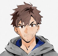 a drawing of a man in a hoodie