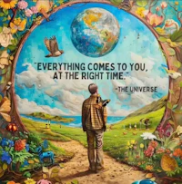 everything comes to you at the right time the universe