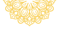 an ornate gold design on a black background