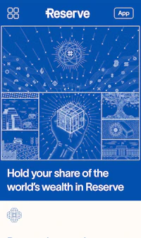 a blue screen with the text reserve hold your share of the world's wealth in reserve