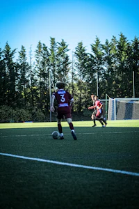 a group of people playing soccer on a field