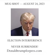 an image of trump with the words election interference never surrender