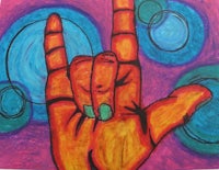 a painting of a hand making a hand sign