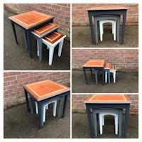 four different pictures of nesting tables