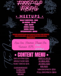 a black and white flyer with the words'meetup menu'