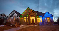 a house is lit up with christmas lights