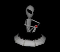 a 3d model of an alien sitting on top of a black background