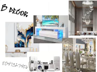 a collage of pictures of a living room, dining room, and bedroom