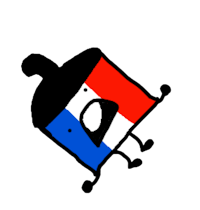 a cartoon image of a french flag on a black background