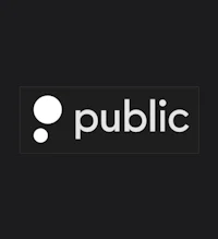 the public logo on a black background