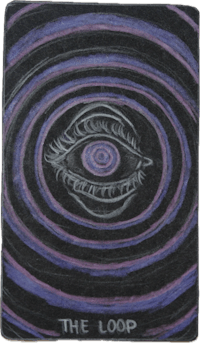 a black and purple circle with the words the loop on it