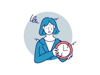 an illustration of a woman holding a clock