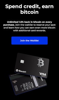 a bitcoin credit card with the words spend credit, earn bitcoin
