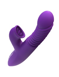 a purple sex toy on a white background