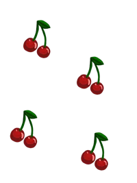 four cherries on a black background